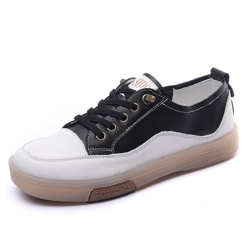 Yyvonne Leather Soft Sole Shoes Low Help Flat-Bottomed Small White Shoes Spring And Autumn Cowhish Casual Lazy Shoes Comfortable And Comfortable