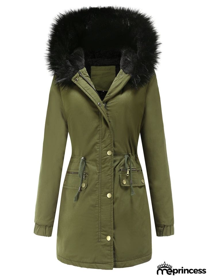 Women's Fleece Hooded Extra Warm Thicken Parka Coats