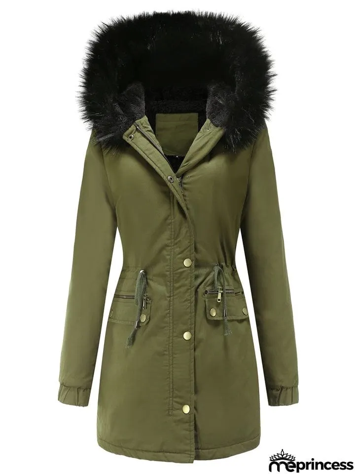 Women's Fleece Hooded Extra Warm Thicken Parka Coats