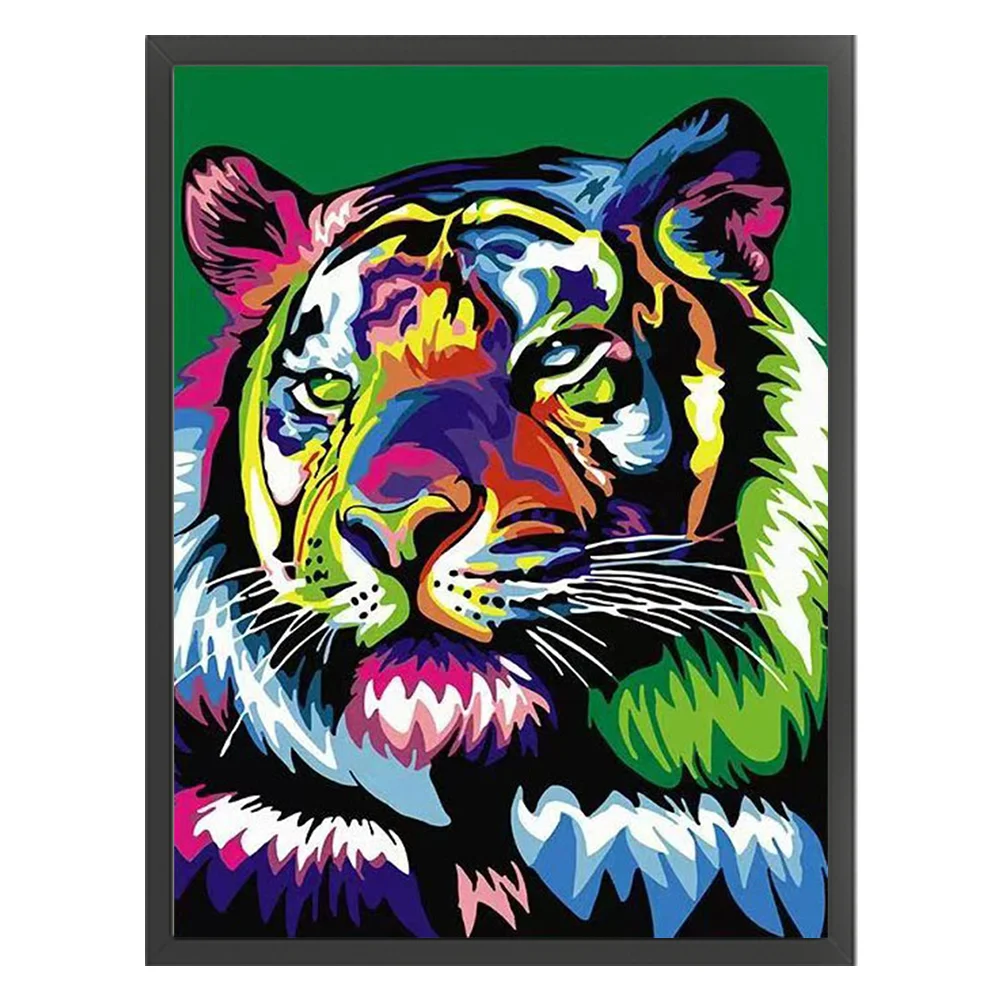 9CT Full Stamped Cross Stitch Bead Embroidery- Tiger(Canvas|39*54CM)