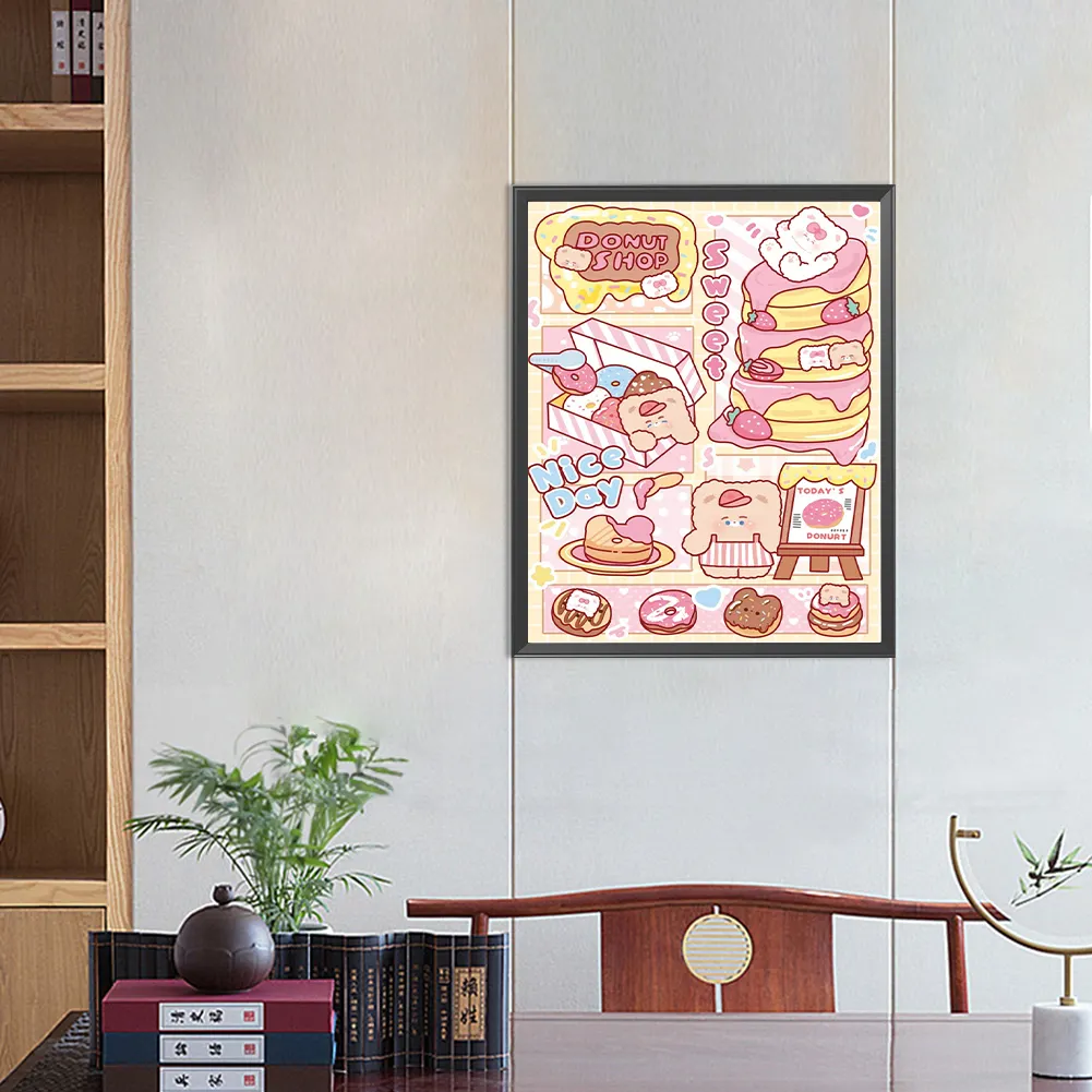 Full Round Diamond Painting 40*50cm - Cute Cartoon Bear Dessert Time