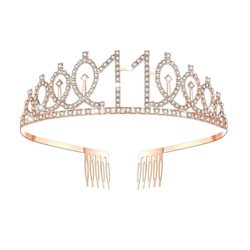 Women’s IG Style Shiny Number Crown Alloy Hollow Out Inlay Rhinestones Crown