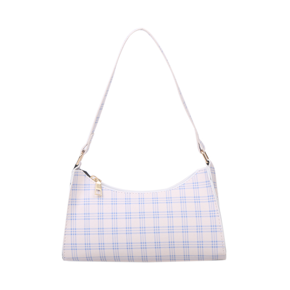 

Plaid Handbag Korean PU Leather Underarm Shoulder Bag Clutch, White, 501 Original