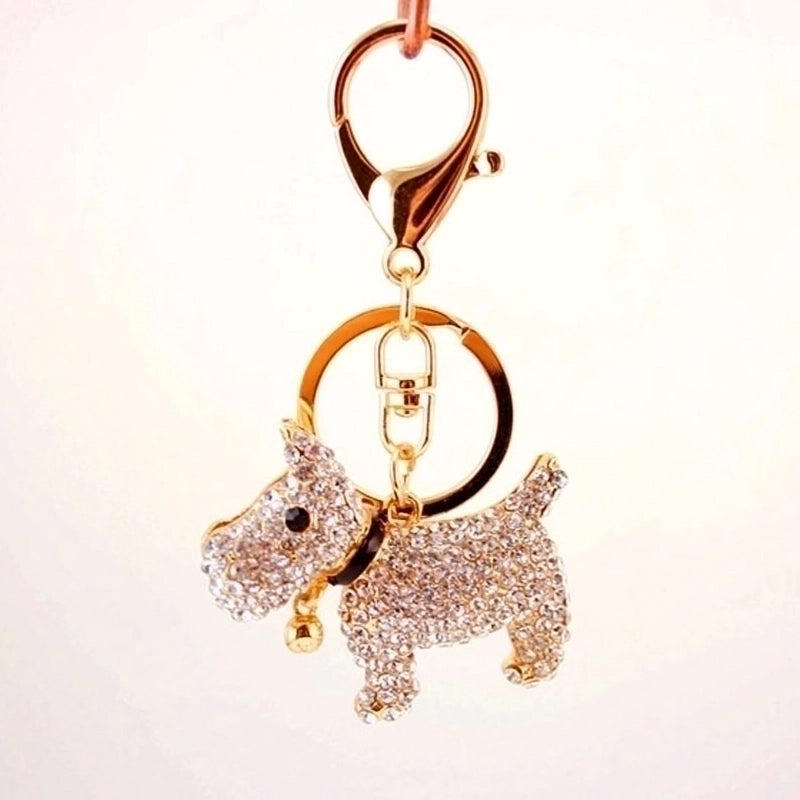 Creative Cute Diamond Bell Puppy Zodiac Dog Key Chain