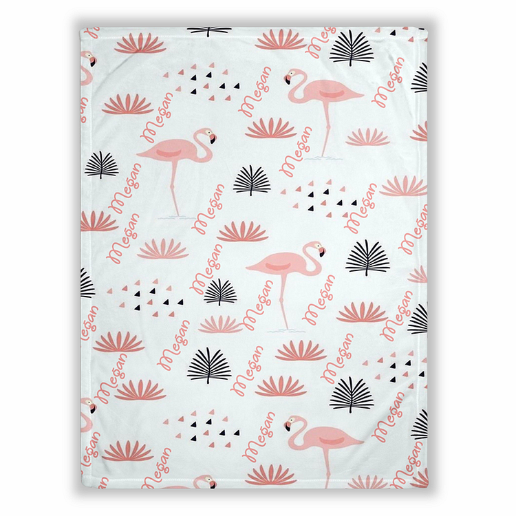 BlanketCute-Personalized Lovely Kid Flamingo Blanket with Your Kid's Name