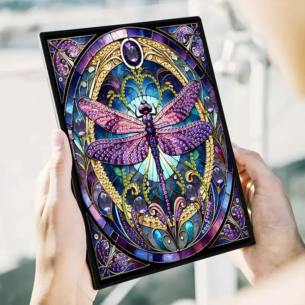 Dragonfly 5D DIY Diamond Art Painting Notebook Kit (50 Pages A5 No Lines) Rhinestone Art Painting Notebook Kit for Adults Beginners Holiday Birthday Gift
