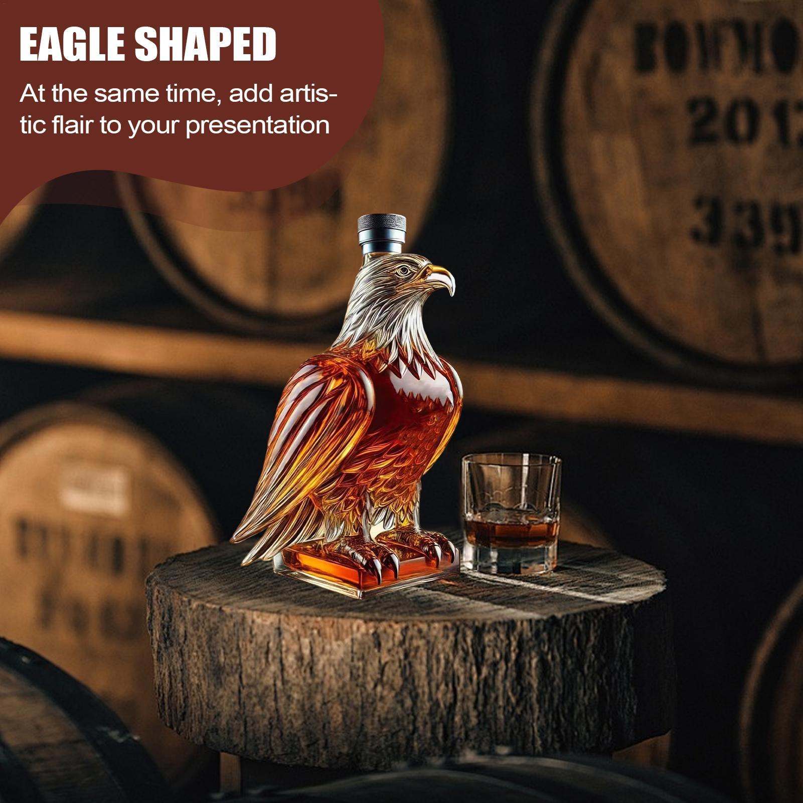 Tegooe Novelty Crystal Eagle Whiskey Decanter - 350ml Glass Spirit Bottle