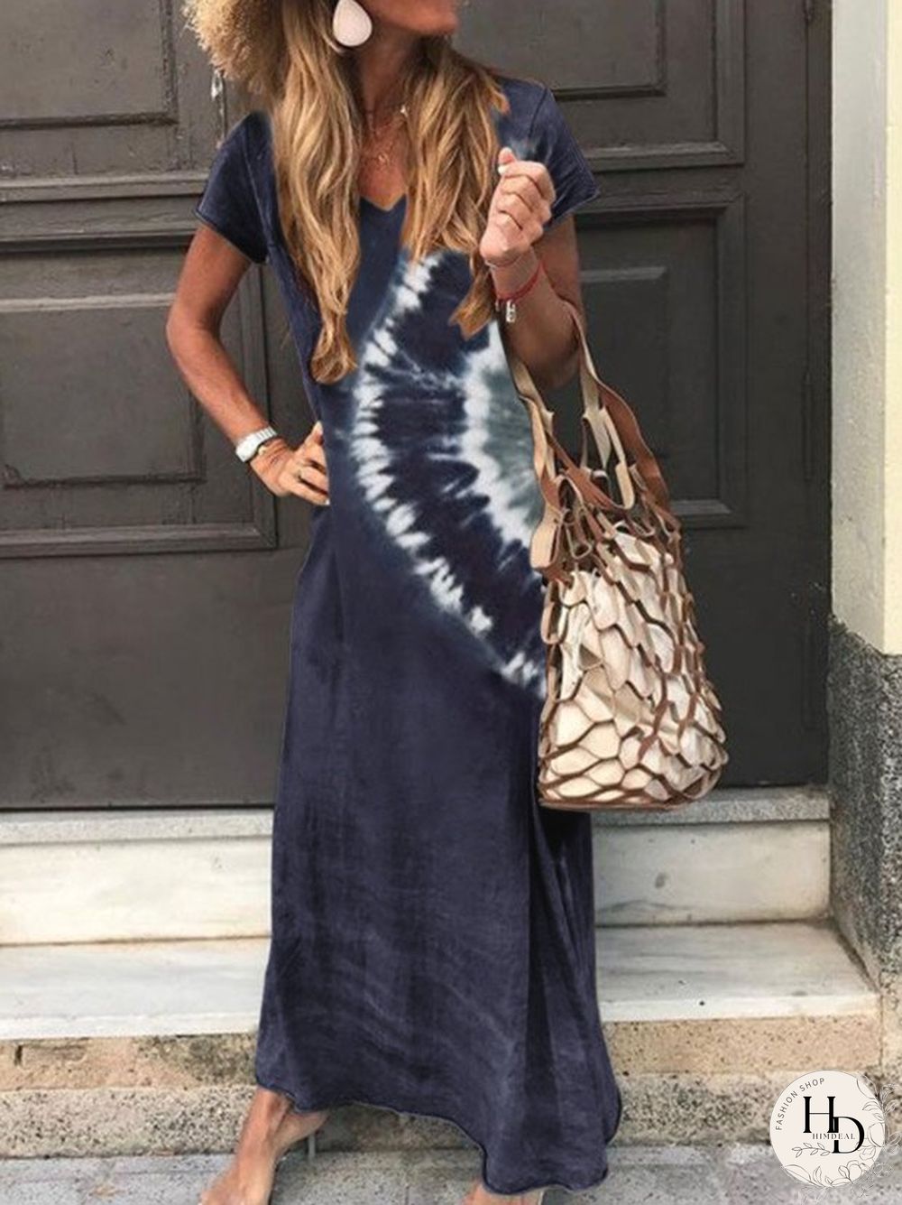 Women Casual Cotton Tie-Dye Knitting Dress