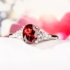  2 CT Natural Garnet Oval Engagement Ring 