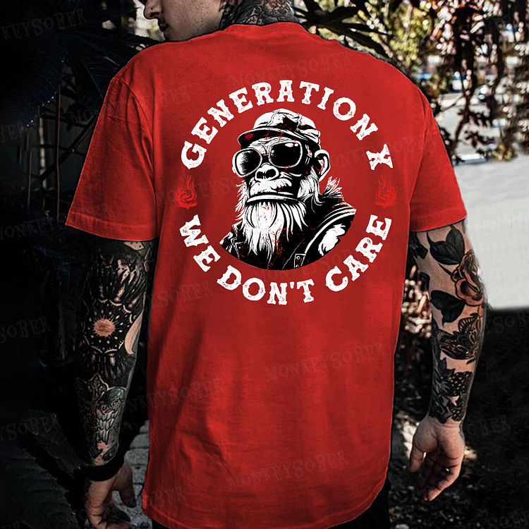 Generation X: We Don't Care Monkey T-shirt