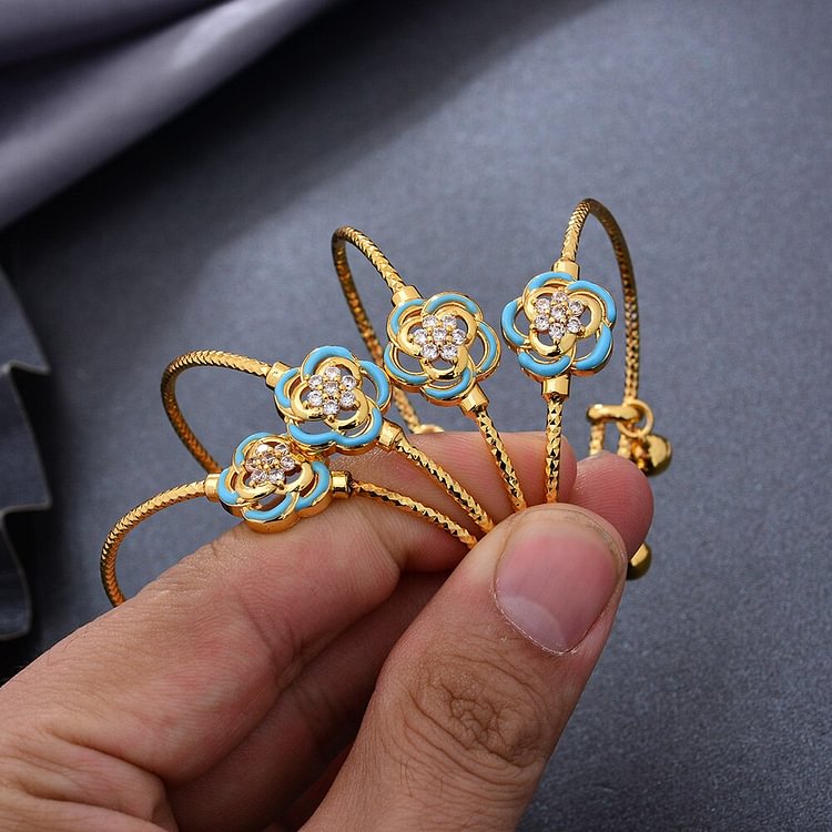 4pcs/Lot Dubai Copper Baby Bangles Gift