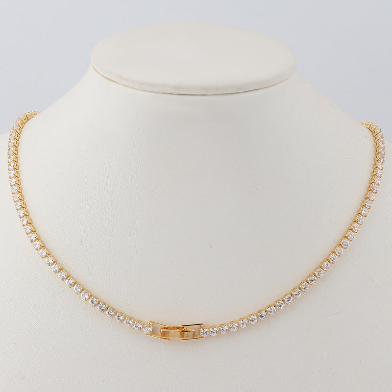 Minimalist Women Diamond Metal Geometric Geometric Zircon Necklaces