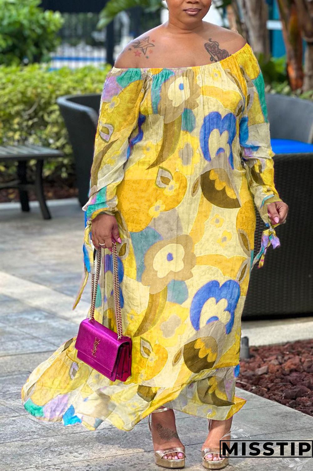 Leopard Print Casual Print Backless Off the Shoulder Long Sleeve Dresses