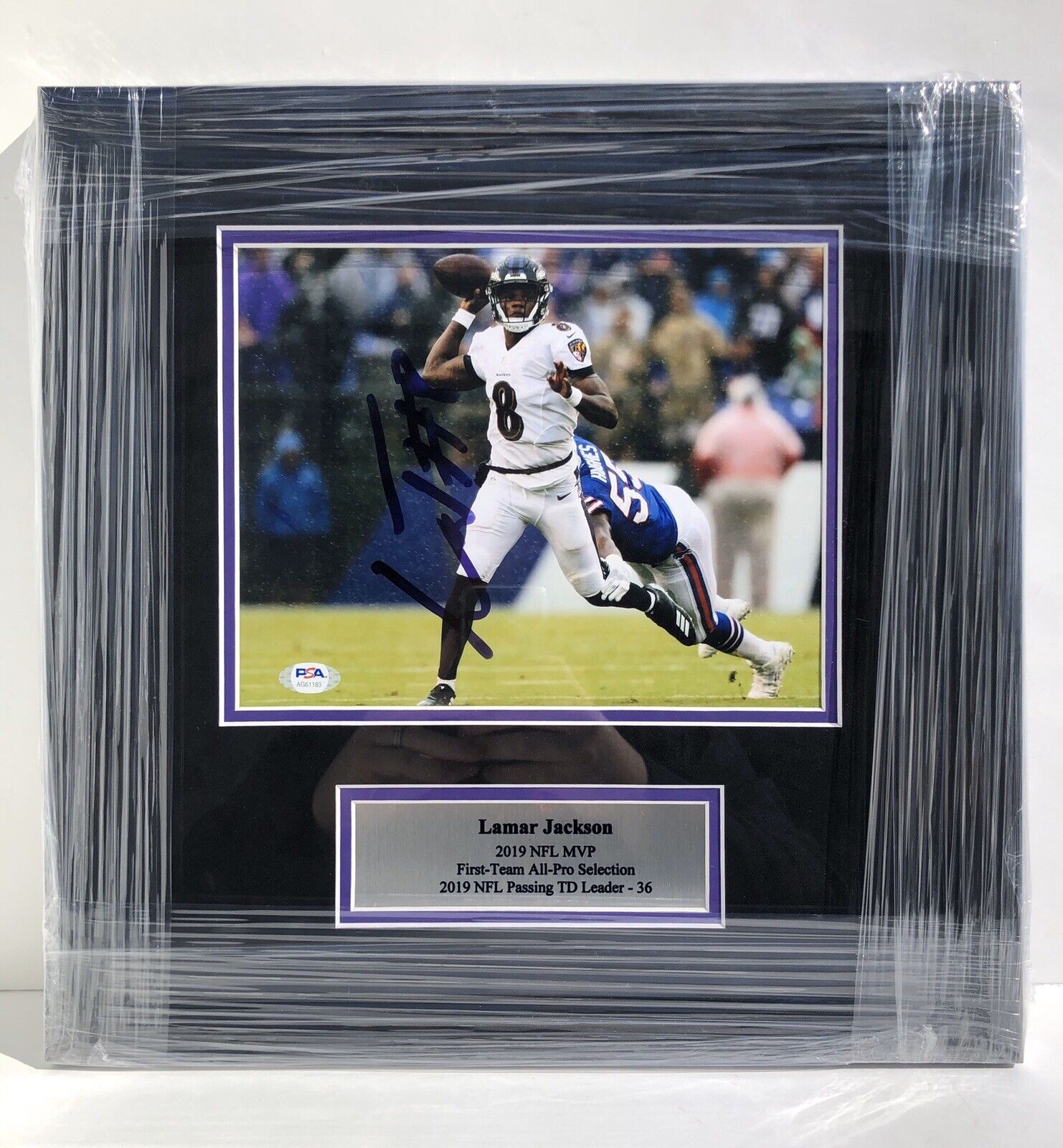 Lamar Jackson Signed Custom Framed Baltimore Ravens 8x10 Photo Poster painting Madden Psa/Dna