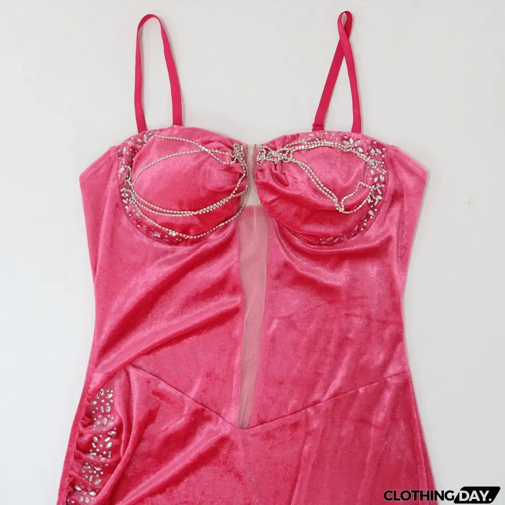 Sexy Velvet Tassel Sling Mini Dress