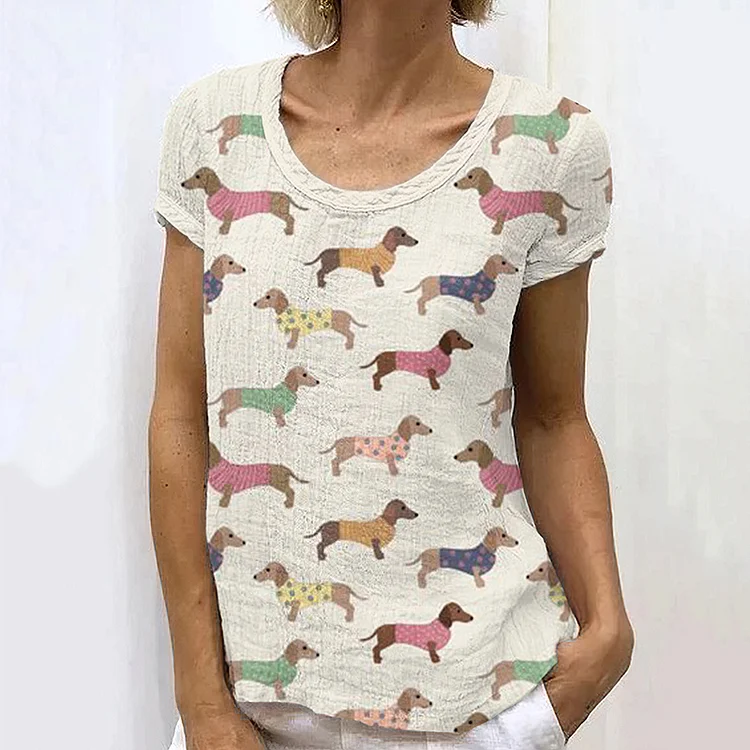 Vintage Dachshund Women's Linen T-shirt
