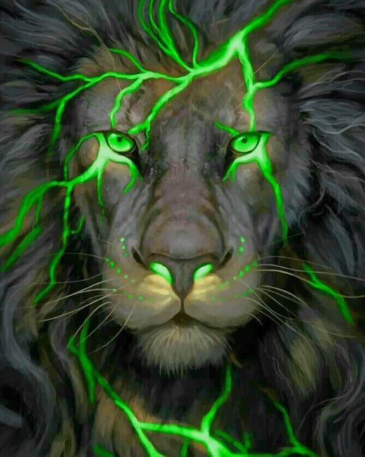 

Black And Green Lion – Paint By Numbers - 40*50CM, 501 Original
