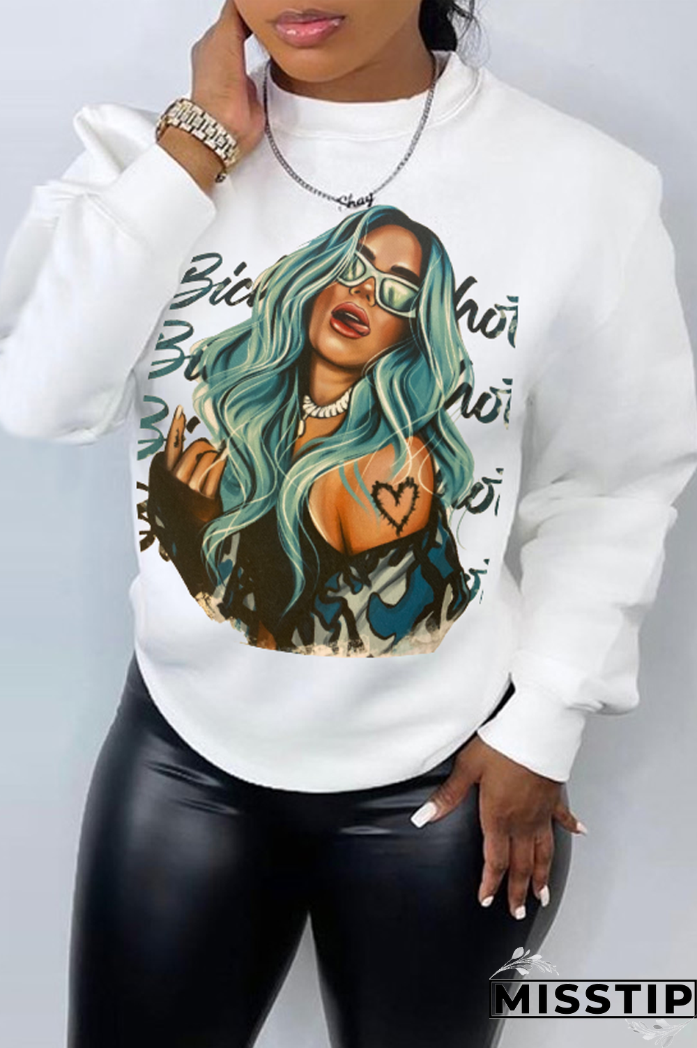 Grey Daily Celebrities Print Patchwork O Neck Tops