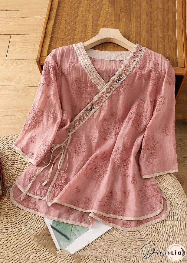 Handmade White Embroidered Lace Up Cotton Shirts Bracelet Sleeve