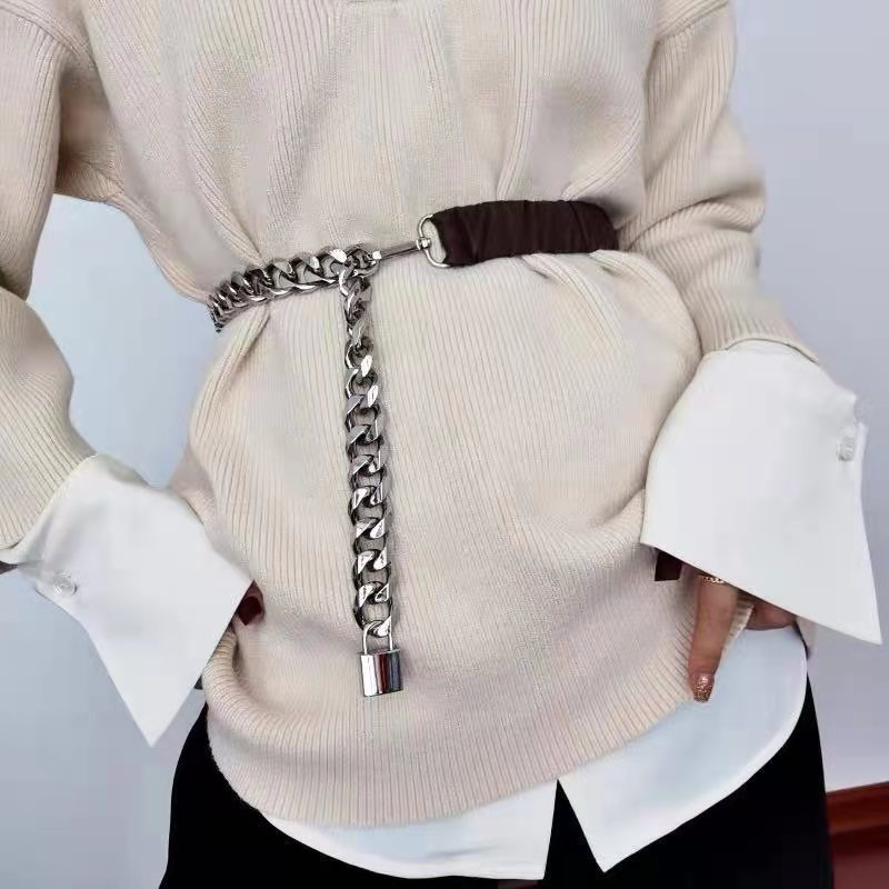 Fashion metal stitching waist chain