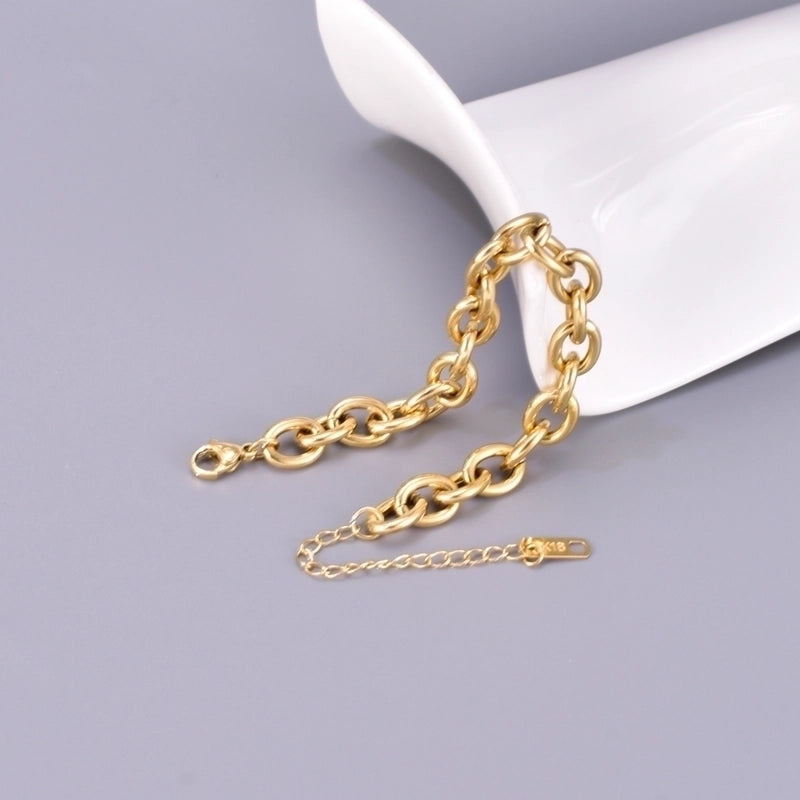 Minimalist Classic Style Solid Color Titanium Steel 18K Gold Plated Bracelets In Bulk