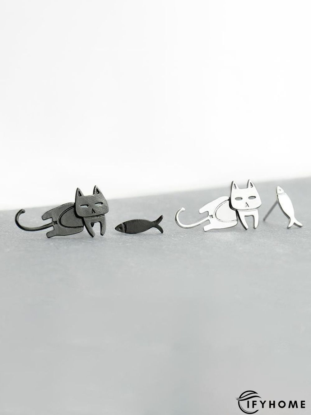 Cat And Fish Alloy Earrings | IFYHOME