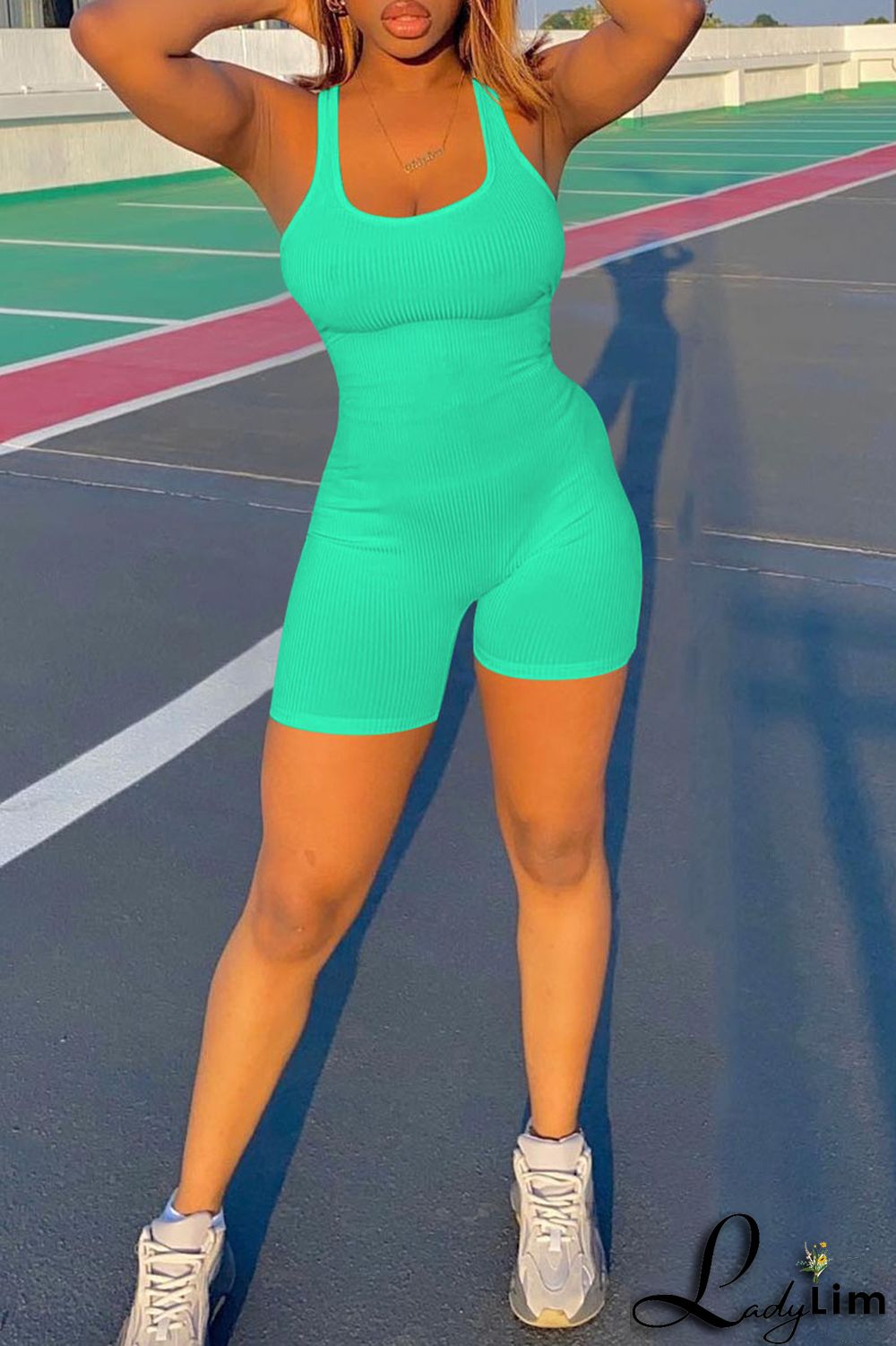 Black Casual Sportswear Solid Split Joint U Neck Regular Jumpsuits