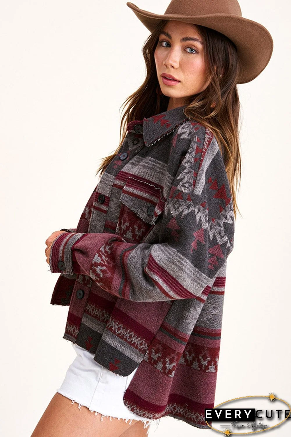 Casual Button Down Jacket Top