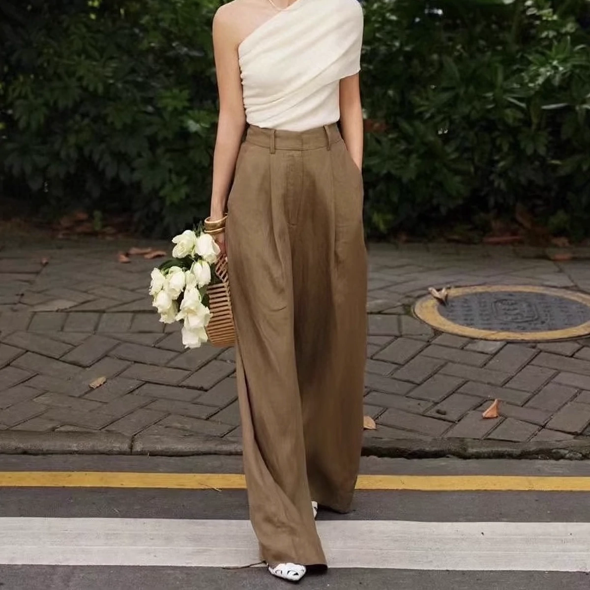 Linen Pants Women 100% Linen High Waisted Wide Leg Trousers REAL SILK LIFE