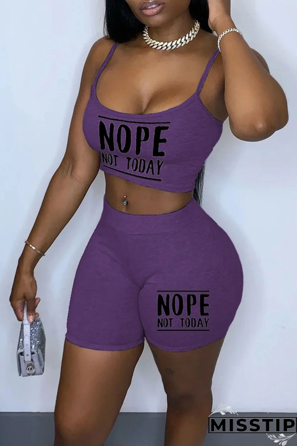 Khaki Sexy Print Patchwork Spaghetti Strap Sleeveless Two Pieces