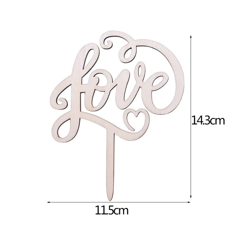1Pcs Wedding Cake Topper Wood Mr& Mrs Just Married Decoration Bride Groom DIY Wedding Cake Decorations Engagement Party Supplies