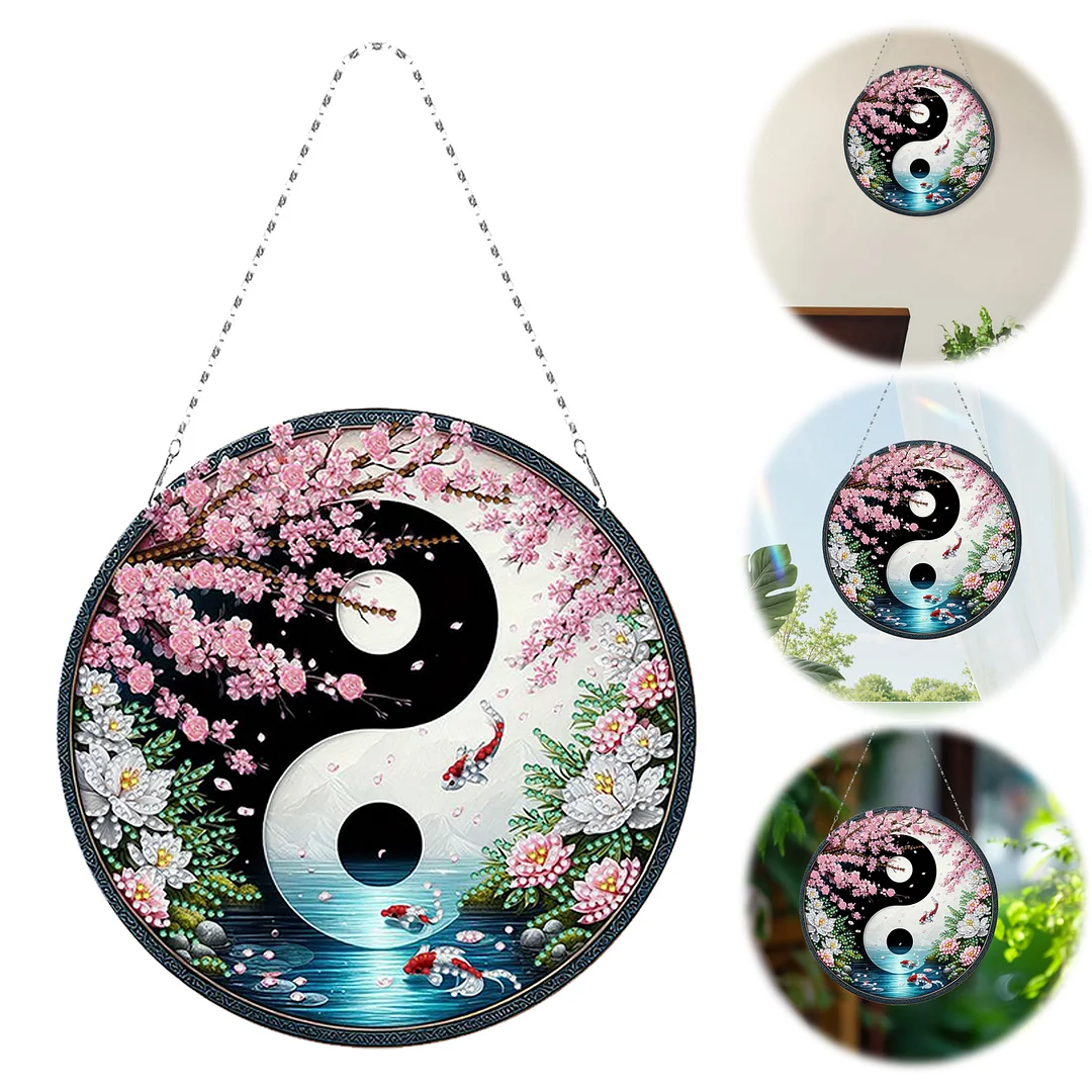 Fish Yin Yang 2D Flat DIY Diamond Painting Set Diamond Art Pendant Home Decor