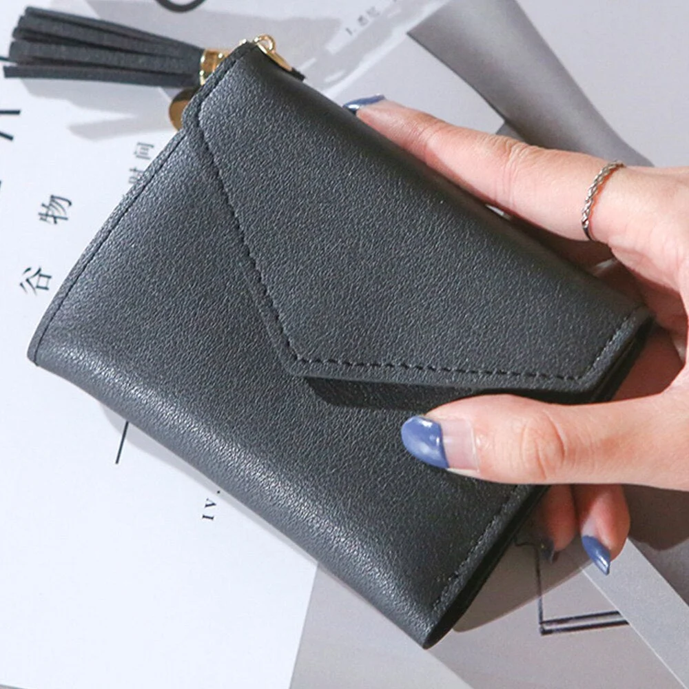 Women Wallets Small Leather Purse Women Tassel Card Bags For Women 2020 Female Purse Money PU Zipper Clip Daily Lady Wallet