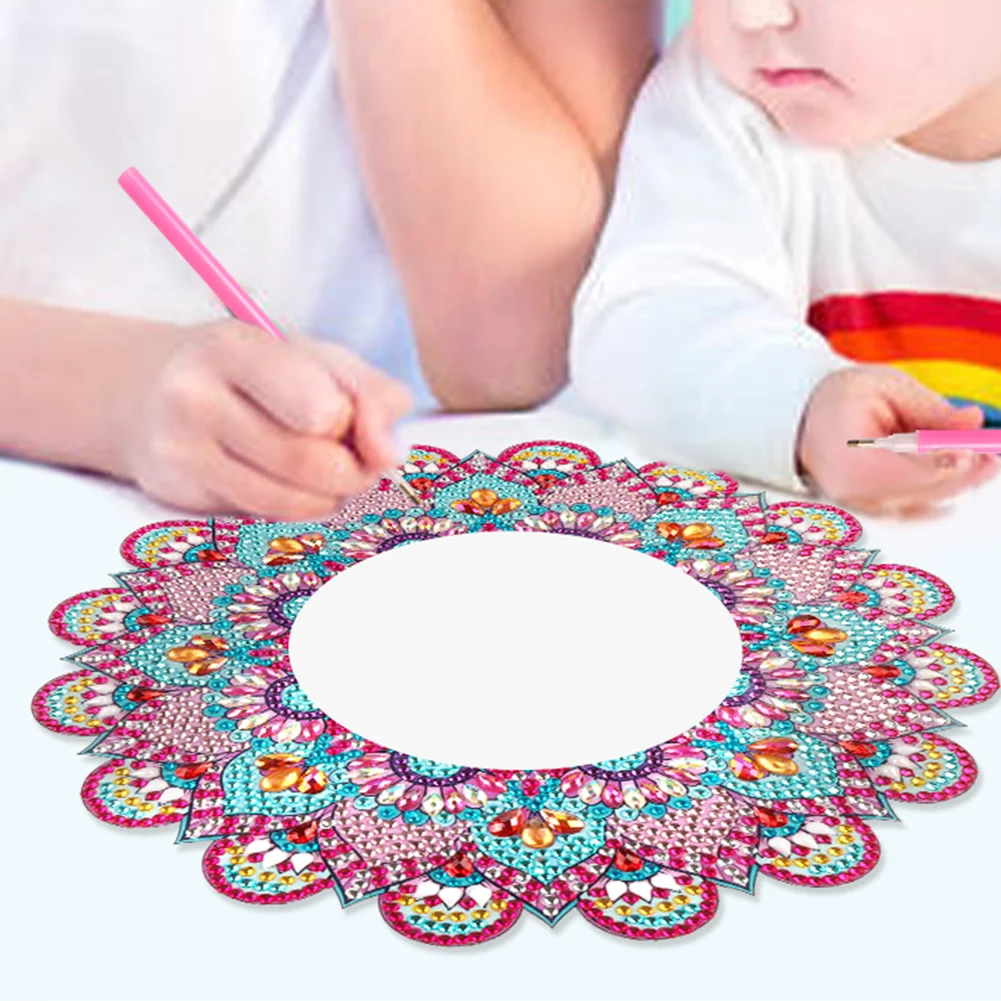 DIY Compact Mirror Paint by Number Kits Hanging Flower Home Decor