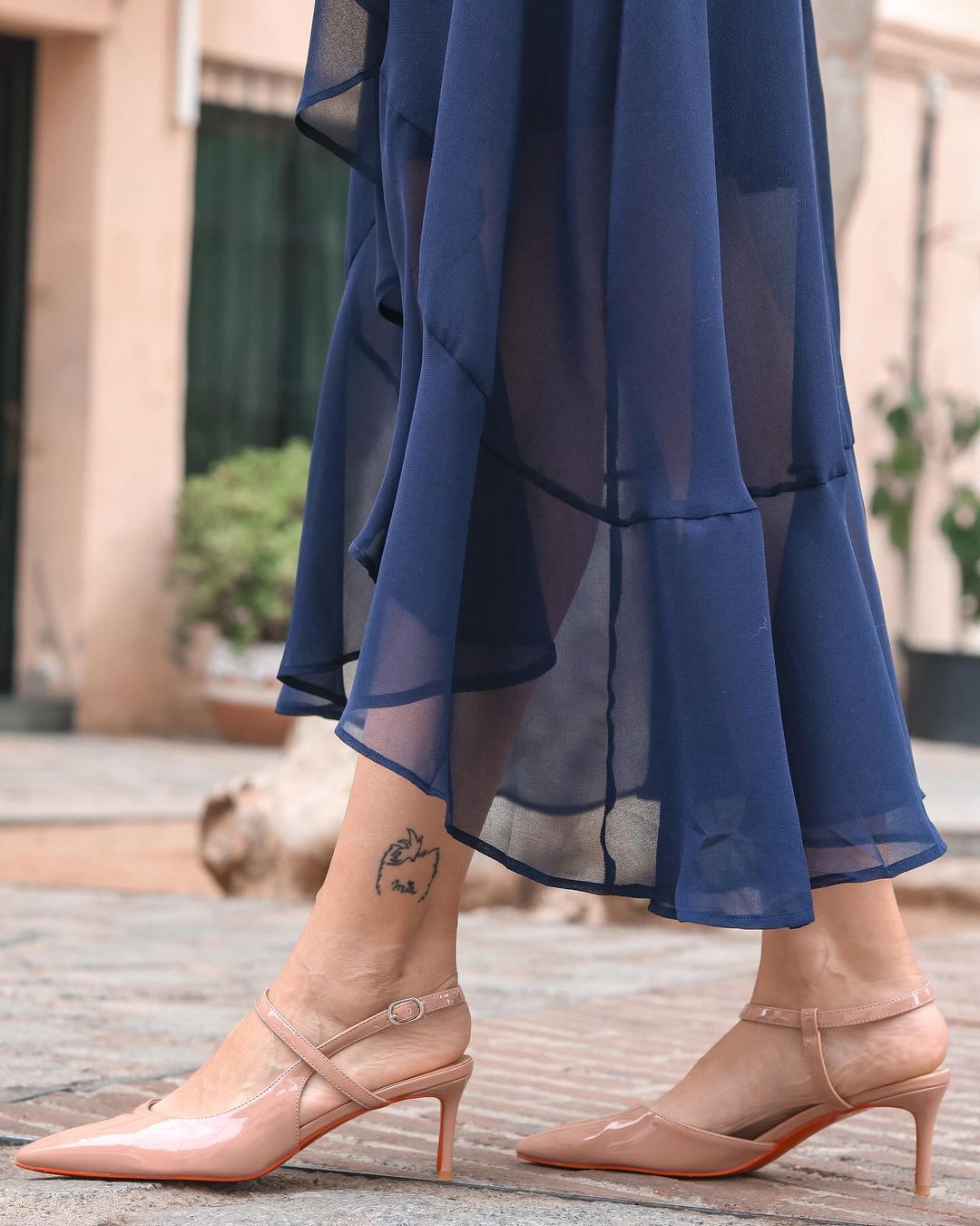 65mm Women Slingback Red Bottom Pumps Ankle Strap Jenlove Stiletto Mid Heel Close Pointed Toe Dress Red Soles Sandals Shoes-MERUMOTE