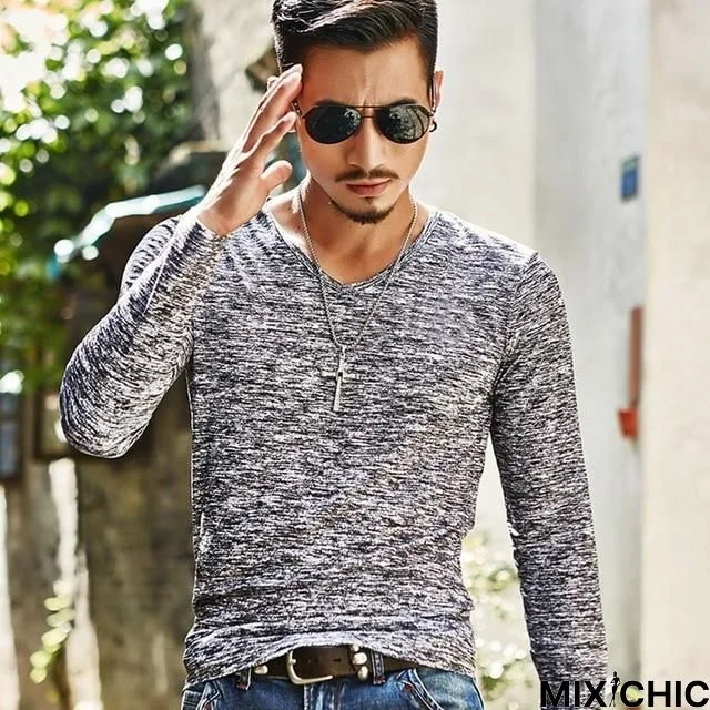 Men T Shirt Casual Long Sleeve Slim Basic Tops Tees Camouflage T-Shirt