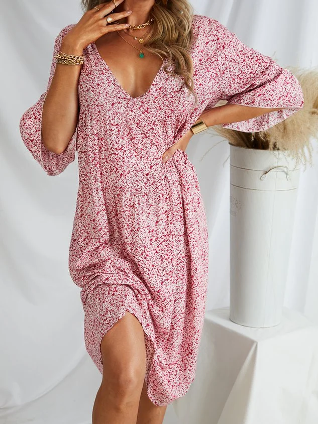 Half Sleeve Holiday Cotton Weaving Dress