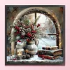 Winter Window Scenery-14CT Stamped Cross Stitch 50*50cm/19.69*19.69in tapestrymarket