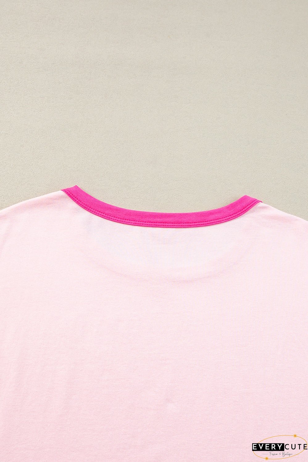Pink Color Block Long Sleeve Sweatshirt