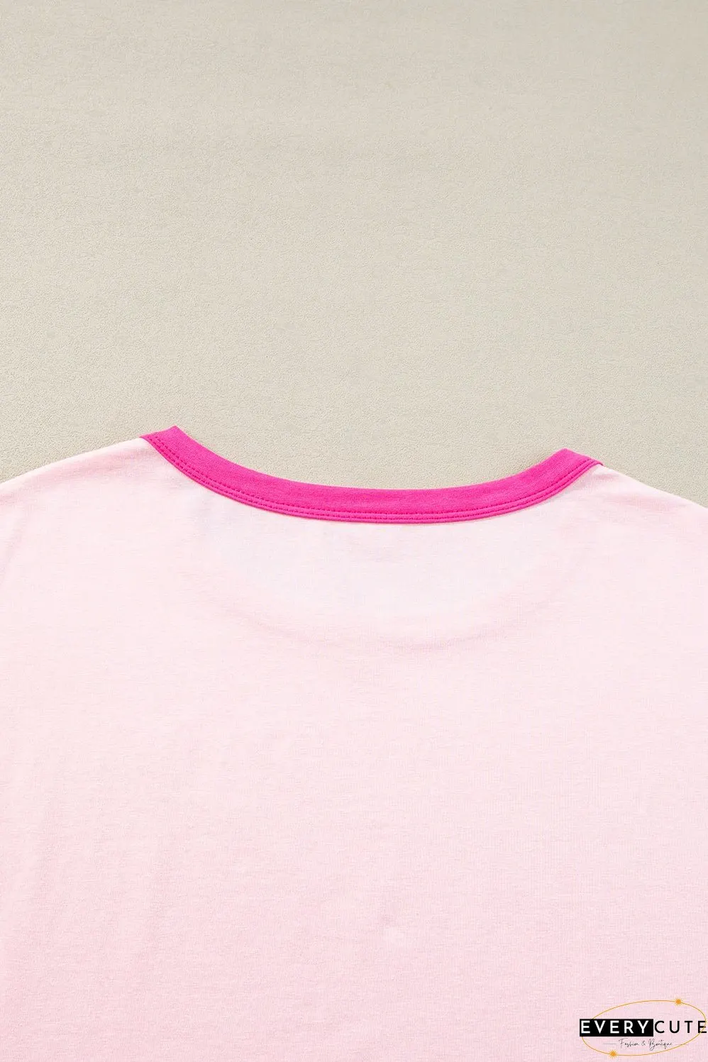 Pink Color Block Long Sleeve Sweatshirt