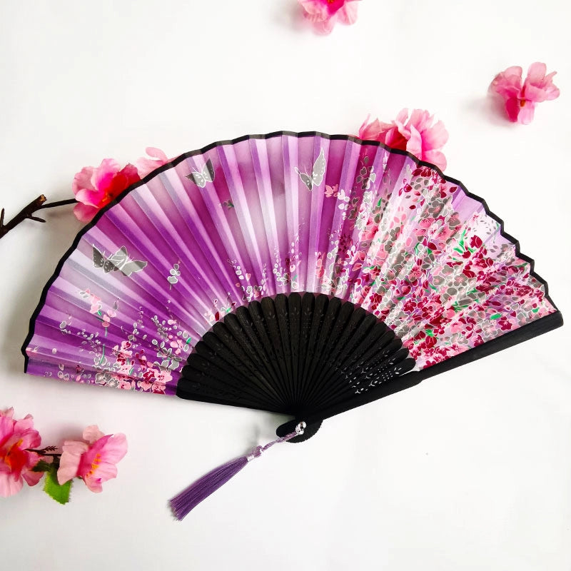 3 Pieces Ancient Style Folding Fan Female Classical Tassel Silk Fan Chinese Style Small Fan Portable Dance Craft National Fashion Fan Student Fan