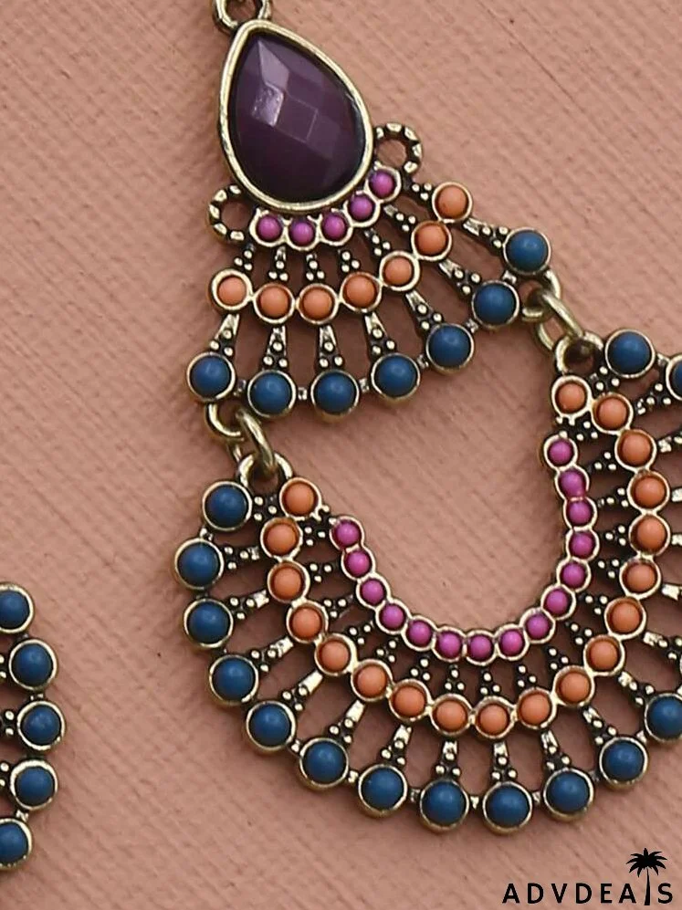 Geo Beaded Gemstone Drop Earrings