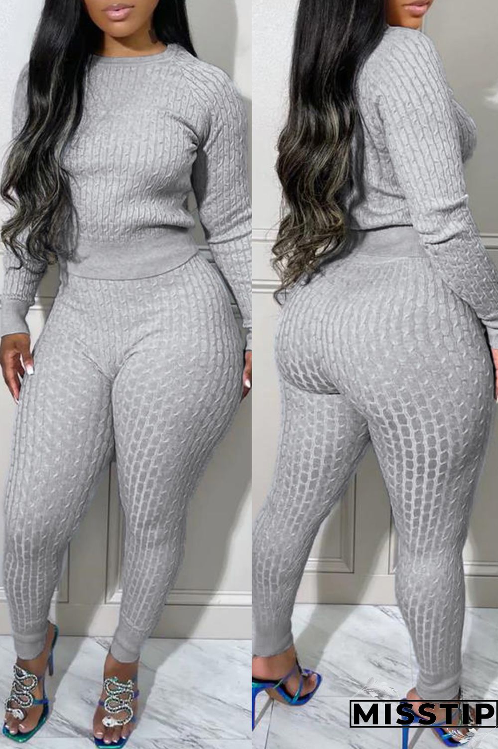 Rose Red Fashion Casual Solid Patchwork O Neck Long Sleeve Two Pieces