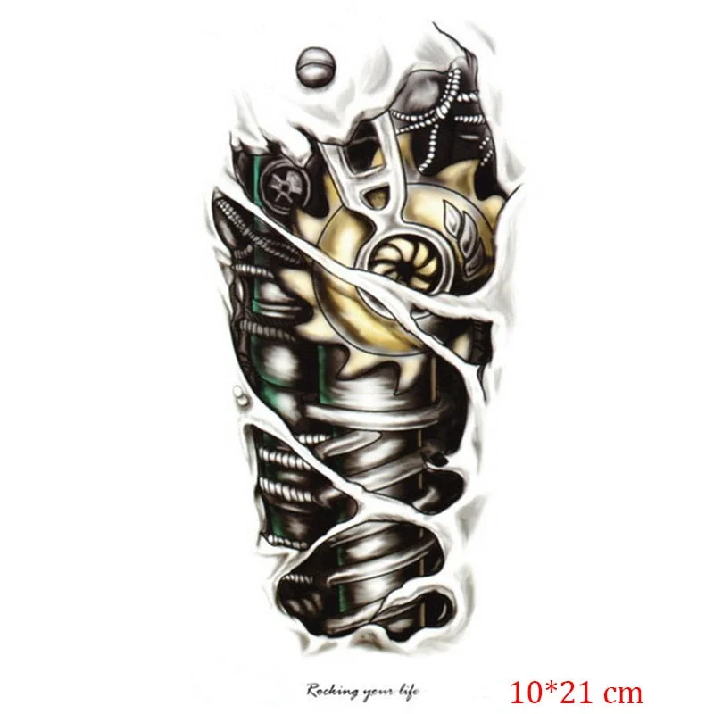 Tattoo Sticker machine gear waterproof Temporary hand arm leg back Tatoo Stickers Flash Fake Tattoos for girl Woman man
