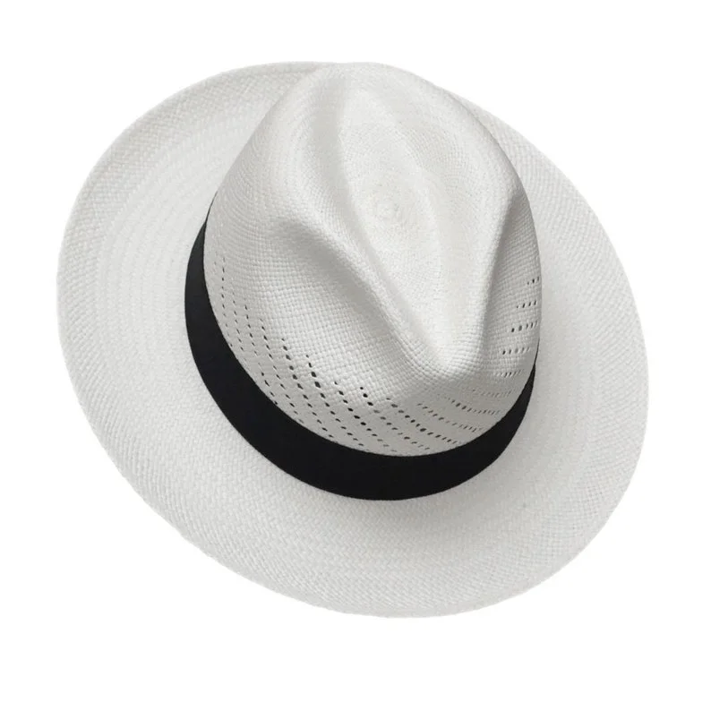 Classic Vented Panama Hat - Brisa Weave - White Straw - Black Band ...