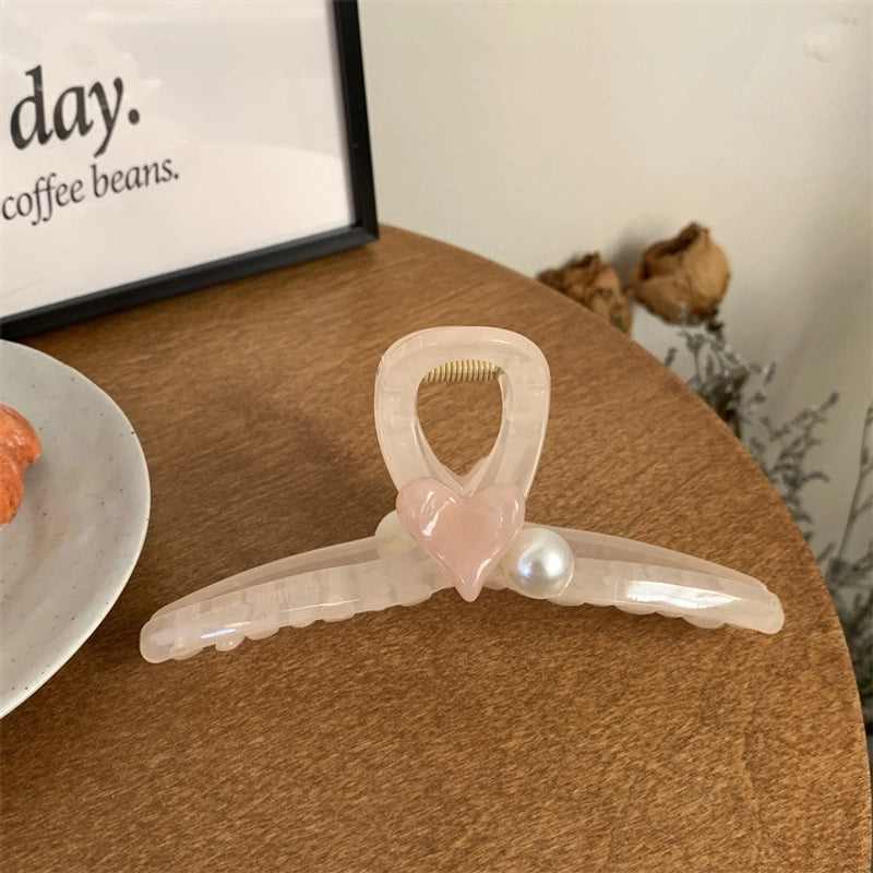 Women’s Casual Minimalist Heart Shape Arylic Hair Claws