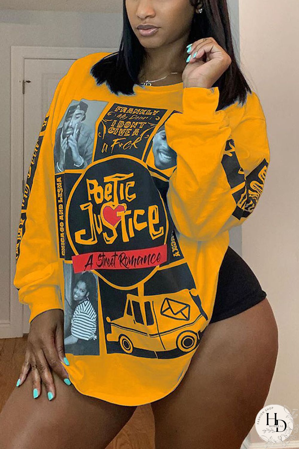 White Polyester O Neck Long Sleeve Print Tops