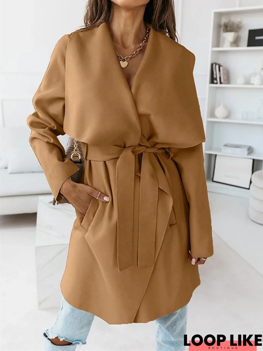 Comfortable and Casual Solid Color Long Sleeved Cardigan Coat