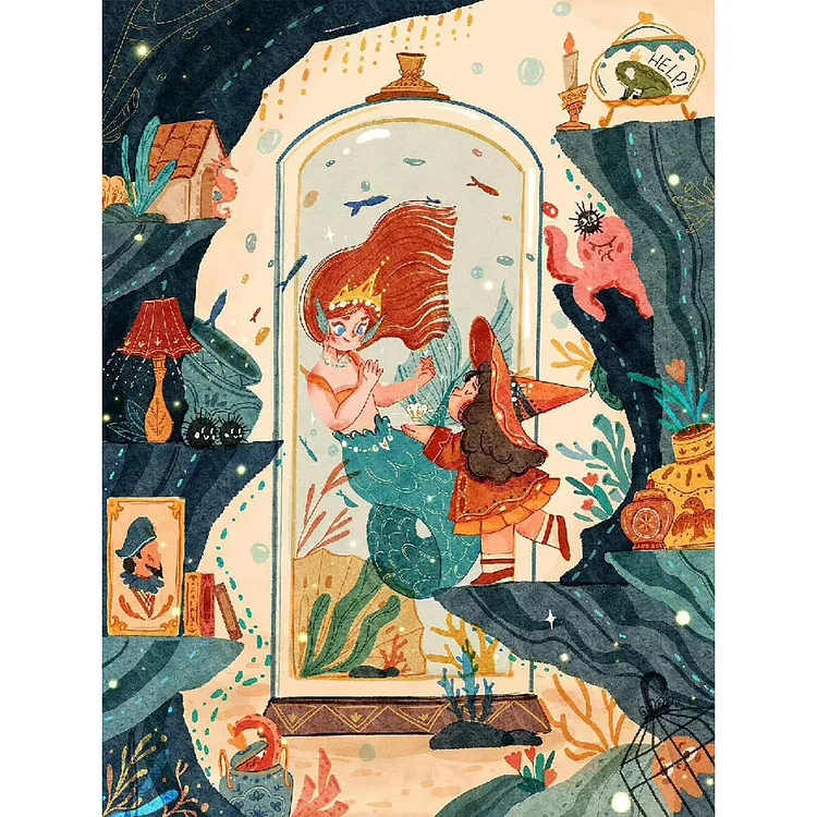 Witch Hat Girl 30*40CM(Canvas) Full Round Drill Diamond Painting gbfke