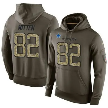 NFL Men's  Dallas Cowboys #82 Jason Witten Stitched Green Olive Salute To Service KO Performance Hoodie